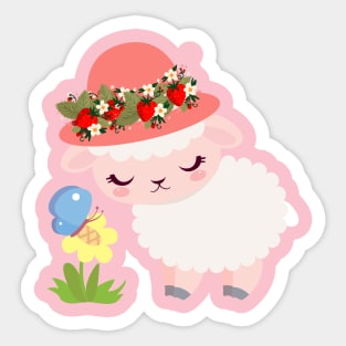 Strawberry shortcake- Cute lamb Sticker